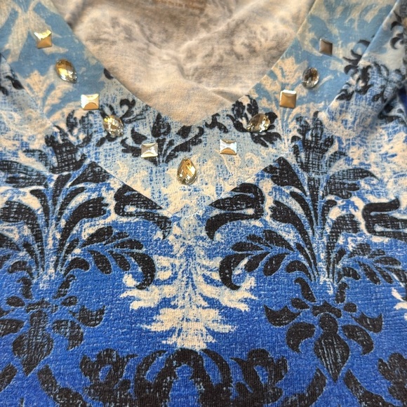 White Stag blue and embellished 3/4 sleeves T-shirt - Picture 3 of 14